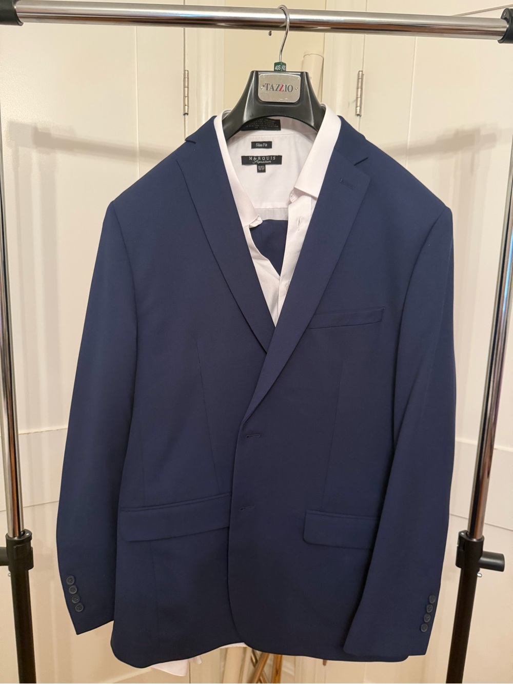 Men's Navy Single-Breasted Suit Blazer by Members Only